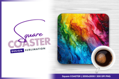 Colorful abstract alcohol ink art texture square coaster png Product Image 1