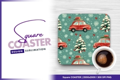 Christmas car square coaster sublimation design Product Image 1