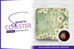 Daisy floral square coaster design sublimation Product Image 1