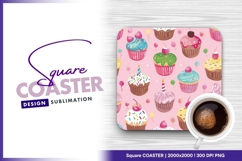 Cupcake pattern square coaster png design Product Image 1