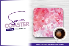 Watercolor heart square coaster design Product Image 1