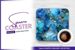 Blue alcohol ink square coaster Product Image 1