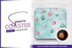 Christmas ornaments square coaster sublimation design Product Image 1