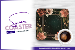 Floral frame square coaster png elegant design Product Image 1