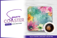 Watercolor floral frame square coaster png Product Image 1