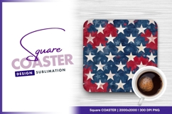 Patriotic stars and stripes distressed square coaster design Product Image 1