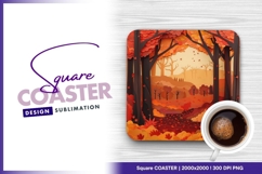 Autumn forest layered paper art square coaster design png Product Image 1