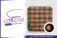 Rustic plaid texture christmas square coaster png Product Image 1