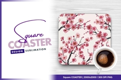 Pink blossom seamless pattern square coaster Product Image 1