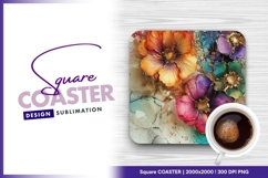 Colorful floral abstract square coaster png Product Image 1