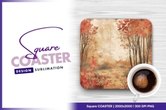 Autumn forest artistic textured square coaster png Product Image 1