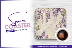 Wisteria floral background square coaster png Product Image 1