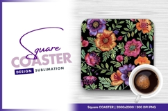 Colorful embroidered flowers seamless pattern square coaster Product Image 1