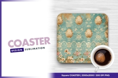 Easter eggs floral vintage pattern square coaster png Product Image 1