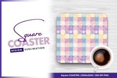 Pastel checkered pattern square coaster png design Product Image 1