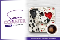 Dalmatian love hearts paper art square coaster Product Image 1