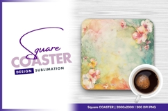 Floral watercolor painting square coaster png Product Image 1