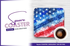Watercolor american flag patriotic square coaster png Product Image 1