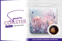 Watercolor floral pattern square coaster png Product Image 1