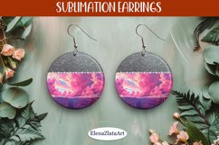 Earrings with summer landscape, sublimation, round earrings Product Image 1
