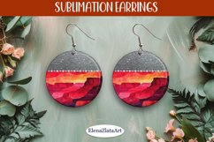 Earrings with summer landscape, sublimation, round earrings Product Image 1