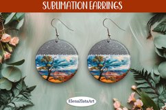 Earrings with summer landscape, sublimation, round earrings Product Image 1