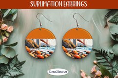 Earrings with summer landscape, sublimation, round earrings Product Image 1