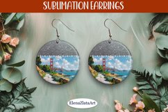 Earrings with summer landscape, sublimation, round earrings Product Image 1