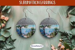 Earrings with summer landscape, sublimation, round earrings Product Image 1