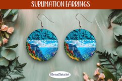 Earrings with summer landscape, sublimation, round earrings Product Image 1