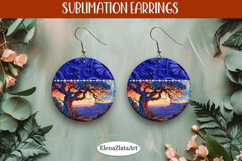 Earrings with summer landscape, sublimation, round earrings Product Image 1