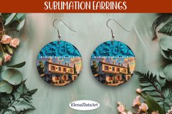 Earrings with summer landscape, sublimation, round earrings Product Image 1