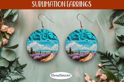 Earrings with summer landscape, sublimation, round earrings Product Image 1