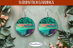 Earrings with summer landscape, sublimation, round earrings Product Image 1