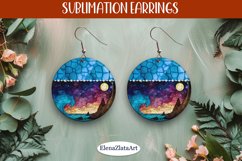 Earrings with summer landscape, sublimation, round earrings Product Image 1