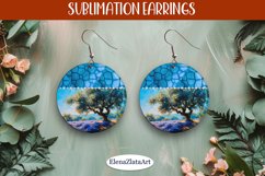 Earrings with summer landscape, sublimation, round earrings Product Image 1