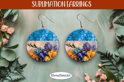 Earrings wildflowers sublimation, round earrings Flowers Product Image 1