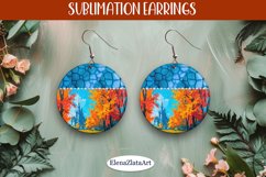 Earrings with autumn landscape, sublimation, round earrings Product Image 1