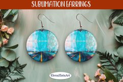 Earrings with summer landscape, sublimation, round earrings Product Image 1