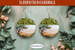 Earrings with summer landscape, sublimation, round earrings Product Image 1