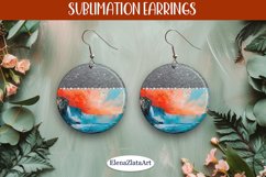 Earrings with summer landscape, sublimation, round earrings Product Image 1