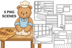 Kawaii Bakery Procreate Brushes | Bear Baking Scenes Product Image 3