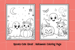 Spooky-Cute Ghost Halloween Coloring Pages for Kids B&amp;W Product Image 4