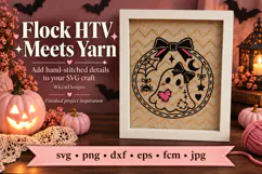 Cute Ghost SVG with Bow | Halloween Round Frame Cut File Product Image 2