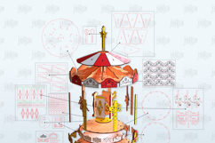 3D Christmas Carousel Laser Cut Design, Christmas Decoration Product Image 4