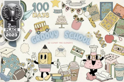 Retro Clipart Hand Drawn Clipart Illustration Bundle Product Image 10