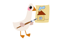 9 Cute Goose &amp; Education Cartoon Clipart Set Product Image 7