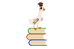 9 Cute Goose &amp; Education Cartoon Clipart Set Product Image 8