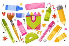 Watercolor Back to School Clipart &amp; Seamless Patterns Product Image 8