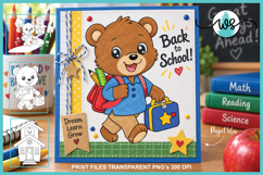 School Bear and Schoolhouse Digital Stamps Printable PNG Product Image 4
